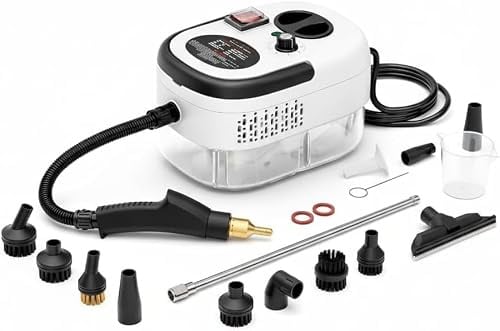 Pulitore a Vapore Portatile 2500W ad Alta Pressione – 6 Velocità Regolabili, Serbatoio 1200 ml, 3 Testine Incluse – Ideale per Casa, Cucina, Bagno, Finestre e Auto