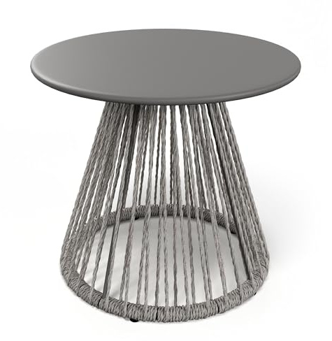di volio Beistelltisch rund 43cm Polyrattan Stahl wetterfest Outdoor Caprio