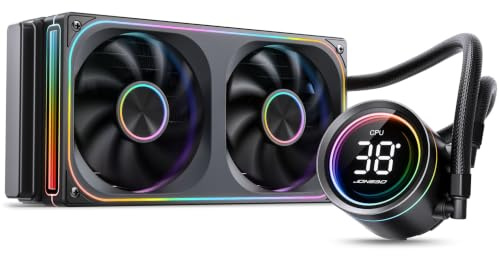 Jonsbo TH-240 AiO Wasserkühlung – schwarz | 240-mm-CPU-Wasserkühlung mit ARGB, LED-Temperaturanzeige und Single-Frame-Lüfter