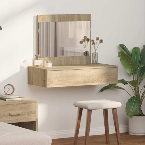 Solivagant Schminktisch mit Schubladen Braun 83 x 40 x 70 cm Holzwerkstoff, Möbel,Schränke,Spiegel- Waschbeckenunterschränke,Schminktische, 21.45 kg-865201