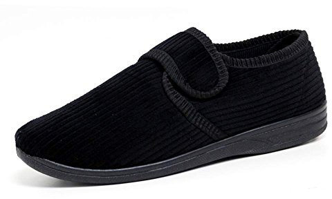 DIABETIC ORTHOPAEDIC MENS EASY CLOSE WIDE FITTING CUSHIONED WINTER WARM SHOES SLIPPERS SIZE ,8 UK ,Black