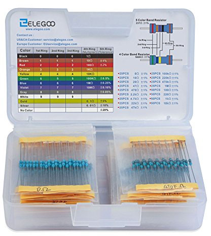 ELEGOO 525pcs Kit de résistance électrique 17 Valeurs 0 Ohm-1M Ohm 1% avec boîte en Plastique Composants électroniques pour Projet expérimental et Projet expérimental