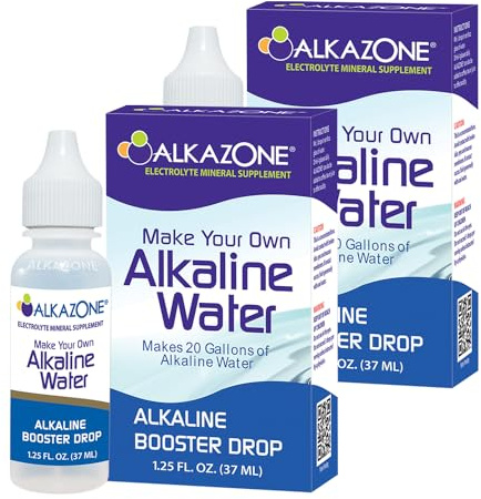 ALKAZONE Make Your Own Alkaline Water - Alkaline Booster Drop 1.25 oz (2 Packs)