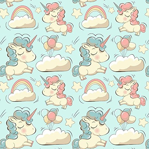 11,99€/m Einhorn 100% Baumwolle Baumwollstoff Kinder Meterware Handwerken Nähen Stoff (Einhorn Türkis, 100x160cm (11,99€/m))