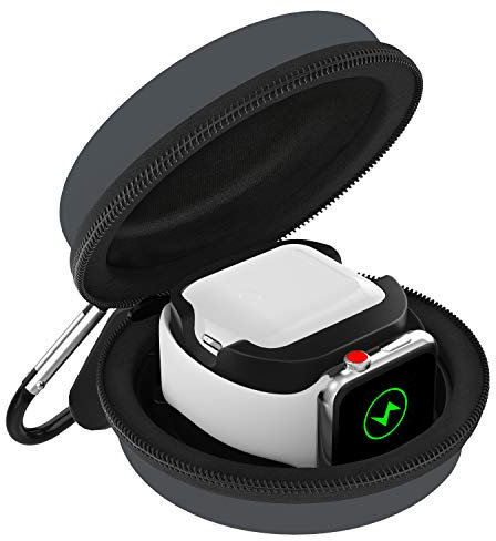 MoKo Funda de Transporte Compatible con Apple Watch Ultra/Ultra 2,Series 10-1/SE/SE2 y Airpods Pro/3/2/1 con Base de Soporte de Carga,Caja de Almacenamiento de Viaje Protectora Portátil,Gris Espacial