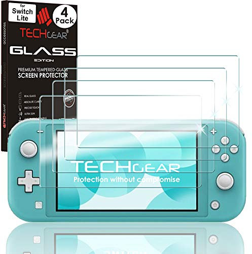 TECHGEAR [4 Pack] Switch Lite Verre Trempé - Protecteur d'Écran en Verre Trempé [Dureté 9H] [Clair Crystal] [Anti Rayures] [Sans Bulles] Switch Lite protection Compatible avec Nintendo Switch Lite