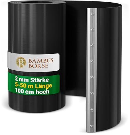 Bambusbörse Wurzelsperre - Rhizomsperre mit Verschlussschiene 100cm hoch 2mm Stärke 12m Länge - aus hochwertigem HDPE | Rhizomsperre Bambus | Wurzelsperre Bambus