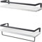 Peter's Goods Rustic Floating Shelves with Rail - Rustic White Wood Bathroom Floating Shelves & Kitchen Shelves - Decorative Shelf for Office, Bedroom, Living Room, Set of 2 Wooden Shelves