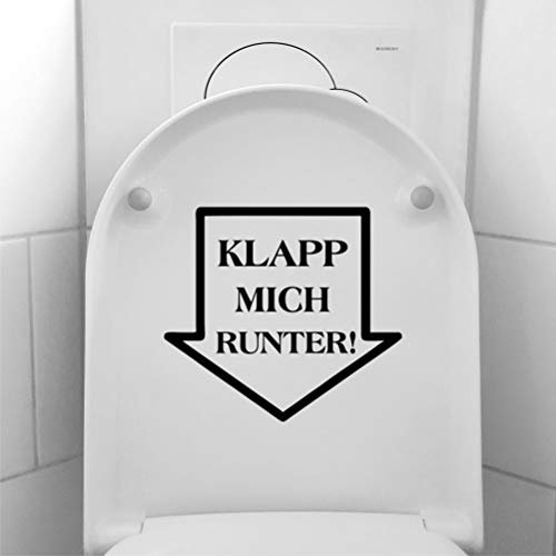 myrockshirt Pfeil Klapp Mich runter! ca 25cm breit Aufkleber Klo Toilette Sticker Lustig Profi-Qualität ohne Hintergrund Deko