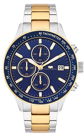 Rhodenwald & Söhne Herren Uhr analog Japan Quarzwerk mit Edelstahl Silber/gelbgold Armband 10010325
