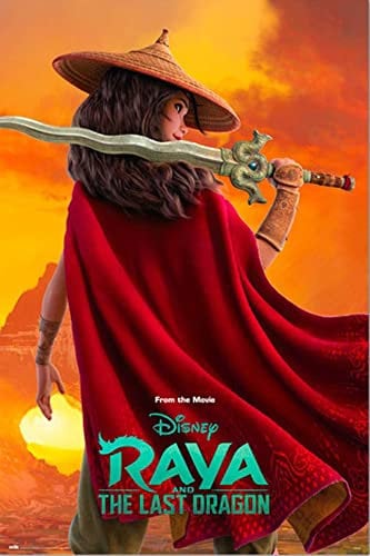Raya and The Last Dragon - Raya - Disney Film Poster Plakat Druck - 61x91,5 cm + 2 St Posterleisten Kunststoff 62 cm transparent