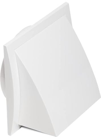 Blanco Ø 150mm Rejilla de Ventilación de Pared Externo, con Válvula de Retención y Protección Contra la Intemperie, de Plastico ABS