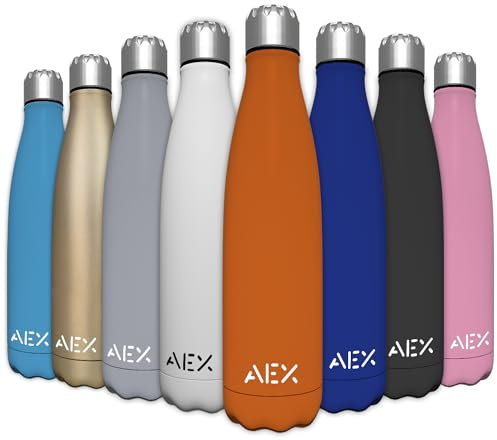AEX Stainless Steel Matt Orange Vacuum Flask | 1000ml Double Walled Reusable Water Bottle | Hot & Cold Drink Bottle