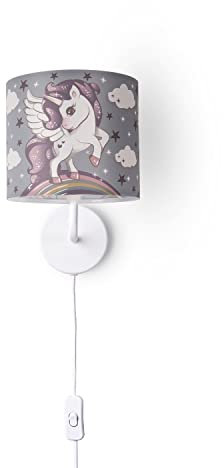 Paco Home Kinderzimmer Wandleuchte Baby Straße Feuerwehr Wandlampe Baby Lampenschirm Stoff Rund E14 Mit Stecker Und Kabel