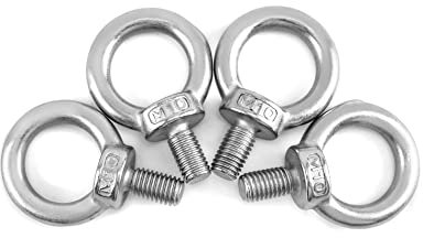 QWORK® 4 Piezas M10 Cancamo - 200KG - M10 Anillos de Elevación, Perno Ojo de Levantamiento de Rosca Macho in 304 Acero Inoxidable