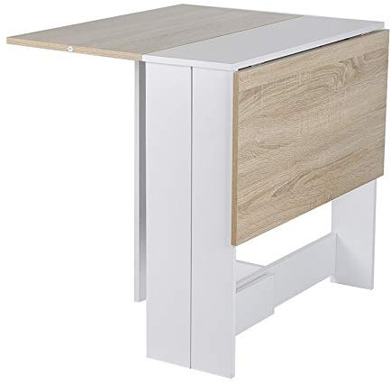 XUANYU Klapptisch 102,5×76×73 cm Klappbarer Esstisch Wohnzimmertisch Klappbar Küchentisch (Weiß+Eiche)
