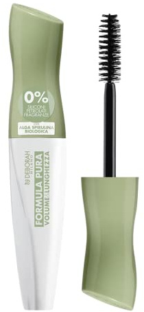 Deborah Milano Mascara Formel reines Volumen und Länge, hohe Verträglichkeit ohne Parabene, Volumen- und Verlängerungseffekt, pflegt und schützt die Wimpern, verlängert die Enden, Schwarz, 12 ml