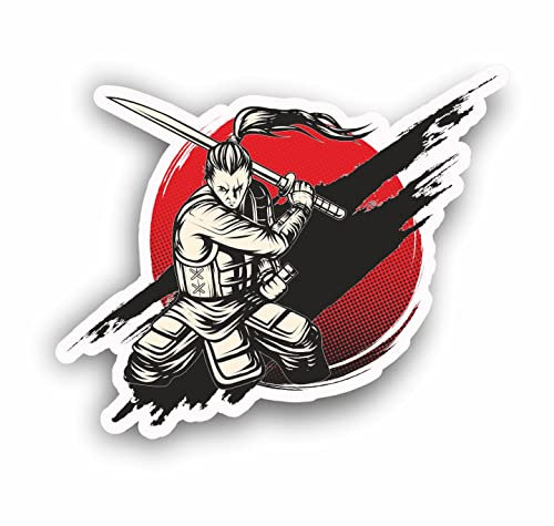 AMA SHOP Aufkleber aus PVC für japanische Samurai Modell 4 | Aufkleber für Wandaufkleber Laptop | Aufkleber für Helm, Motorrad, Wohnmobil, Auto, PC | Auto, Auto, Auto, PC