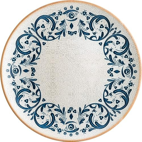 Bonna 6x Viento Gourmet mediterran kleiner Teller flach rund 23cm 2,5cm hoch Weiß Blau Braun Porzellan S-MT-VIEGRM23DZ Frühstücksteller Brotteller Kuchenteller Geschirr