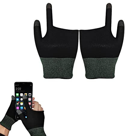 Guanti da Gioco Mobile, Punta delle Dita in Fibra conduttiva, Guanti Touch Screen Traspiranti, Antiscivolo e Resistenti al Sudore, Adatti per Giochi mobili Android iOS. (1 Paio)