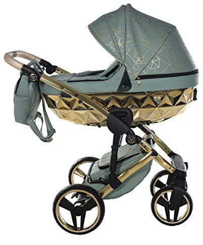 NEU! Original Junama Diamond Herz v2 Modulare Systeme Kombiniert 2in1 Exklusive Prams (03 grün - gold)