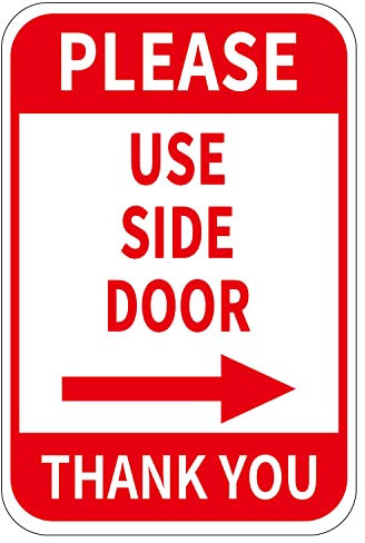 Lot de 2 panneaux de porte latérale en aluminium 30,5 x 20,3 cm en forme de flèche droite en métal étanche pour entrer, extérieur, affaires, bureau