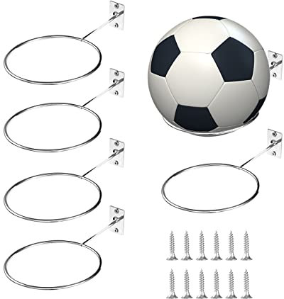 Ball Halterung Wandhalterung Ball Rack Wand Ball Halter mit Schrauben für Basketball Fußball Volleyball 6 Stück Silber