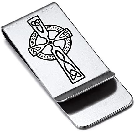 Bandmax Herren Geldklammern Wikinger Kreuz Edelstahl Slim Wallet Geldscheinklammer Money Clip für Bargeld Karten Dokumente Banknote Visitenkarte