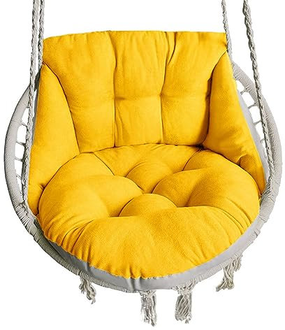 GLazzy Ei-Hängematten-Kissen, Hängematten-Schaukel-Stuhl-Kissen, weiche Eier-Schaukel-Stuhl-Kissen, Terrassen-Garten-Ei-Schaukel-Kissen-Sitzpolster (Color : Yellow, Size : 65x70x50cm)