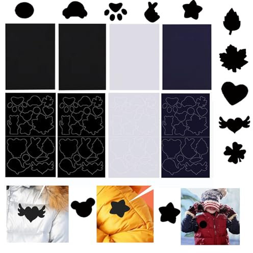 Firavggu 8 Blätter Daunenjacke Flicken Patches Selbstklebende Repair Patch Jacke Dunkelblau Schwarz Silbergrau Reparatur Flicken Wasserdicht Aufkleber Reparaturflicke für Steppjacke Winterjacke