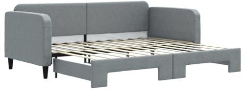 vidaXL Tagesbett, Ausziehbar Schlafsofa mit Lattenrost, Bettsofa Gästebett für Schlafzimmer Wohnzimmer, Sofa Bett Ausziehbett, Hellgrau 90x200 cm Stoff