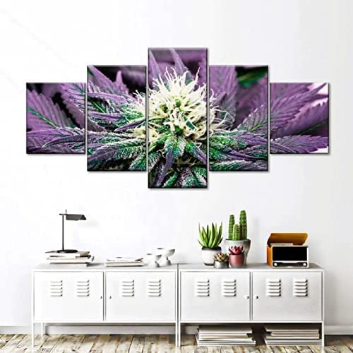 Home Decor Leinwanddruck Poster 5 Stück Bilder Von Marihuana-Pflanzen Mit Rahmen 100 X 50 Cm Wandkunst Yacht Moderne Kunstwerke Bilder Gemälde Für Wohnzimmer Schlafzimmer Esszimmer Büro Kinderzimmer