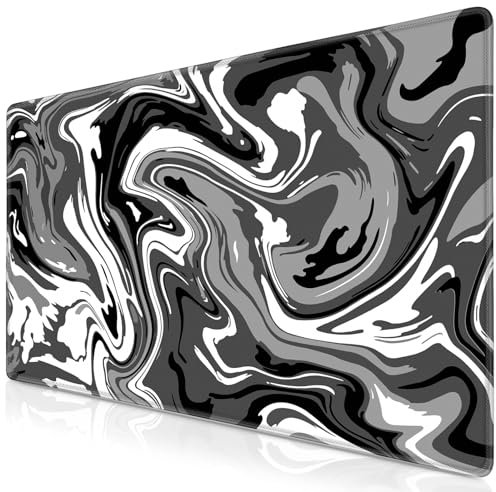 Abetcabe Gaming Mauspad XXL, Mousepad 900 x 500 x 3mm, Fluid Art Mauspad groß Vernähte Kanten WassXerdicht Anti-Rutsch für PC, Laptop Verbessert Präzision und Geschwindigkei