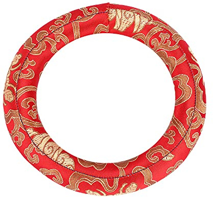 Klangschalenkissen, 18 Cm, Seidenbrokat, Rund, Meditations-Klangschalenkissen, Ringkissen für Klangschalen (Rot)