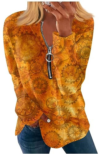 LSAltd Hoodie Damen Katzenpullover Longsleeve Damen Warm Leggings Women Winter Pullover Damen Oversize pulloverdamen Damen Kleidung Pullover Oversize Damen Kalender 2024 Wandkalender(5-Orange,L)