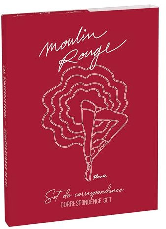 Clairefontaine 812442C - Korrespondenzset Moulin Rouge, 12x16,5 cm mit 8 Einzelkarten 11x15,5 cm sortiert und 8 Umschlägen Pollen C6 Naturweiß, 1 Set