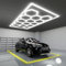 VASTFIRE 14 grilles hexagonales nid d'abeille LED avec cadre rectangulaire bleu, 6500 K, pour garages, caves, entrepôts, etc (bord blanc)