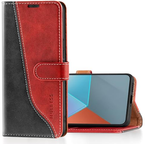 Mulbess Coque pour Xiaomi Redmi Note 13 Pro/Poco X6 5G, Etui a Rabat, Housse en Cuir, Pochette de Protection Portefeuille, Élégant Vin Rouge