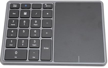 VBESTLIFE Kabellose Zifferntastatur, Bluetooth 4.2 und Kabellose 2,4 G-Dual-Modi-Zifferntastatur mit Touchpad, 22 Tasten, für Laptop, PC, Desktop (dunkelgrau)
