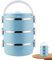 Stainless Steel Stackable 3-Tier Insulated Metal Lunch Box with Handles - 2100ML Portable, Leak-Proof BPA-Free Bento Box for Adults, Work & Picnic - Blue