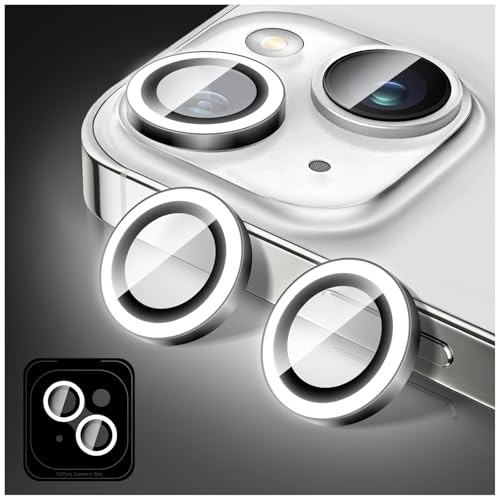 Kucheed Luminous Camera Lens Protector Compatible for iPhone 11, Bling Noctilucent Tempered Glass Camera Cover Film Stickers, Glow in the Dark Automatic Alignment Alloy Rings