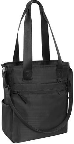 COMIX U - Borsa Tote Porta PC, con Tasca Imbottita per PC o Tablet da 13, Tasca Frontale Chiusa con Zip, Doppio Manico e Anella Frontale per Attacco Moschettone, 28,5x35hx11 cm, Nero