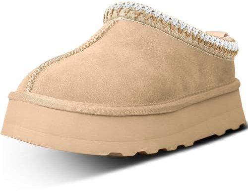 EIOWPER Damen Hohe Hausschuhe Damen Plateau Mini Stiefel Wildleder Warm Rutschfeste Stiefel Winter Kuschelig Pelz Wollgefüttert Kurze Stiefeletten 39 EU (Herstellergröße K0)