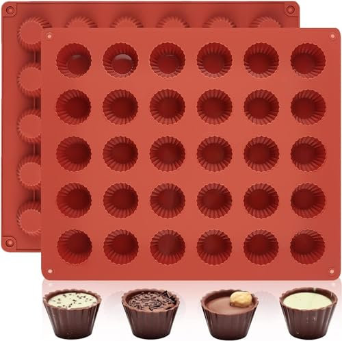 Socluer Silikon Schokoladenform 2 Stück Pralinenform mit 30 Löchern Peanut Butter Cup Form für Schokolade, Gelee, Pudding, Eiswürfeln