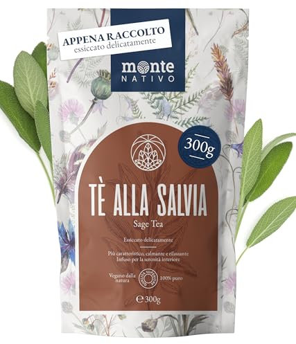 Salbeitee Monte Nativo (300g) - Salbei getrocknet - Salbeiblätter geschnitten zur jeder Zeit - 100% natürlich und ohne Zusatzstoffe - Aromatischer Kräutertee lose für einen köstlichen Aufguss