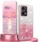 BORYA Silikon Hülle für Xiaomi Redmi Note 12 Pro+ Plus 5G, Stoßfest Ultra Dünn Weiches TPU Handyhülle, Elegant Galvanisierter Glitzer Diamant Blumen Schutzhülle mit Gradient Karte, Rosa