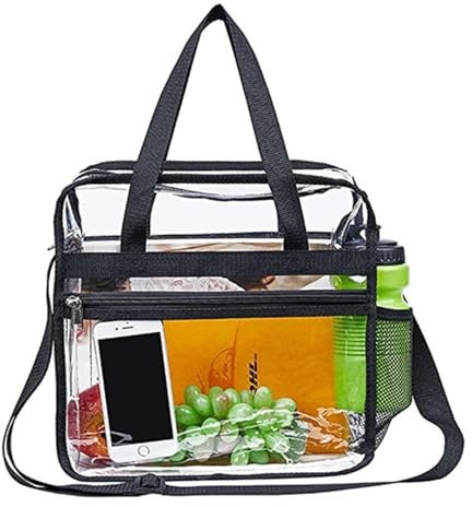 Jortmrd Durchsichtige Tasche Transparente Tragetasche Clear Bag PVC Schultertasche Umhängetasche Handtasche Einkaufstasche mit verstellbarem Schultergurt Sporttasche Stadion Zugelassen (30x30x15 cm)