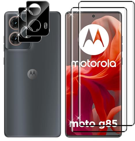 Lutree per Motorola Moto G85 5G Vetro Temperato, 2+2 Pezzi 3D Pellicola Protettiva + Pellicola Fotocamera, Durezza 9H Vetro Protettivo, HD Anti-Graffio Senza Bolle Protezione Schermo
