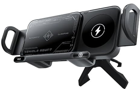 15W Wireless Car Charger with Dual Coil Fast Charging Mount for Air Vent, Compatible with Foldable Phones, Flip Phones, and All Latest Smartphones