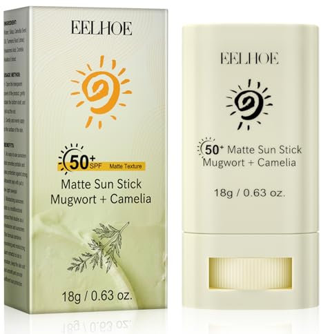 Sonnenschutz stick, Gesicht Sonnencreme LSF 50+, Korean Sunscreen Stick Mugwort, Matte Sun Stick, Waterproof, Nicht Fettend, Natürliche Tattoo Pflegecreme, Tägliche und nachträgliche